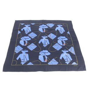 Chanel Mademoiselle Pattern Scarf Coco Quilted Shawl Black Blue